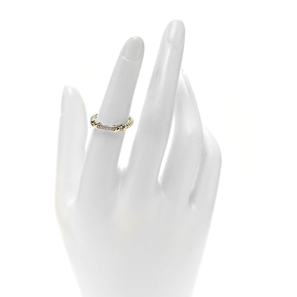 David Yurman Sterling Silver 18K Yellow Gold Diamond Petite Helena Wrap Ring 52 6 3 of 4