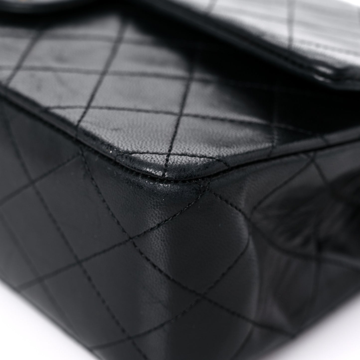 Lambskin Quilted Medium Double Flap Black
