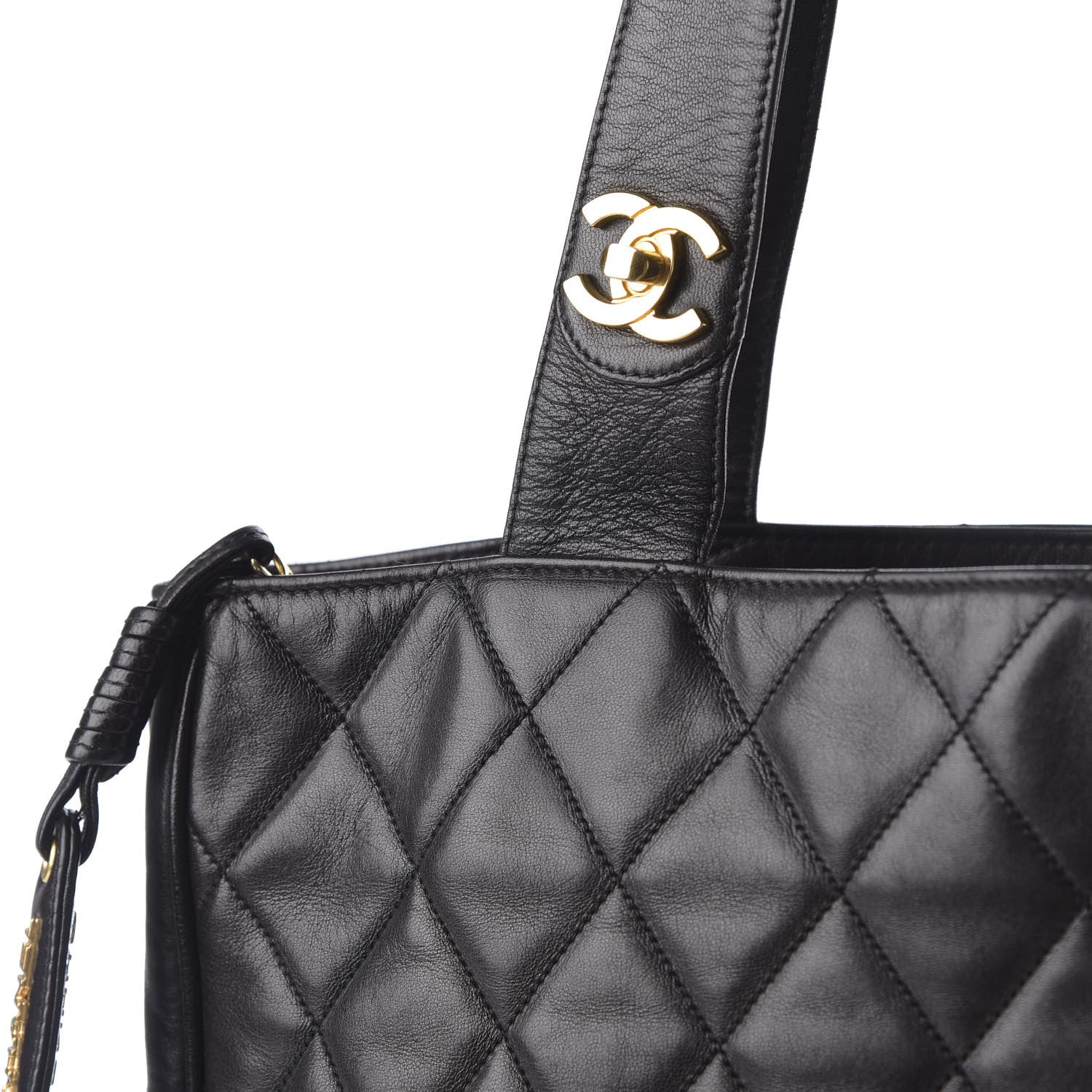 Chanel Lambskin Quilted CC Shoulder Bag Black 10 of 10