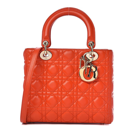 Christian Dior Lambskin Cannage Medium Lady Dior Orange 1 of 9