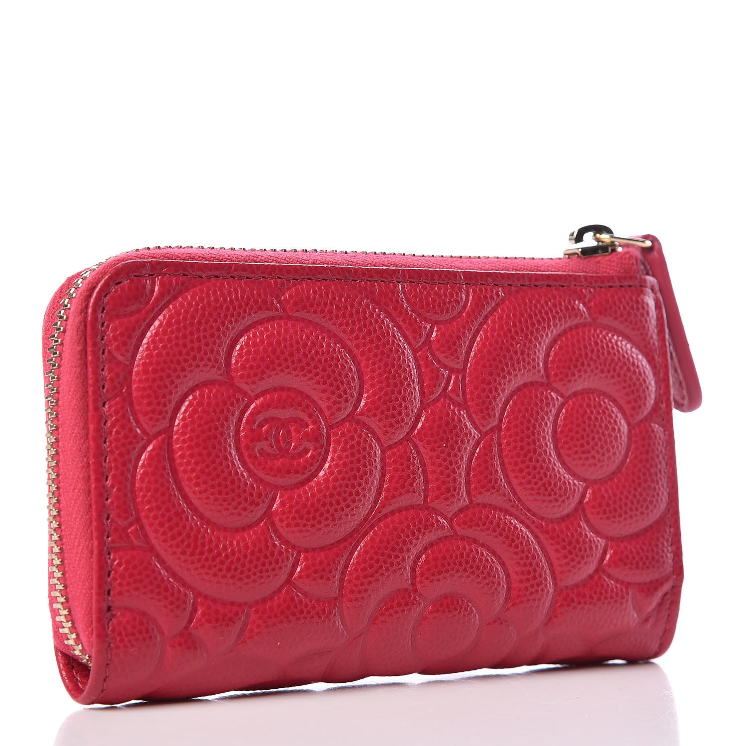 Chanel Caviar Camellia Embossed Key Holder Case Fuchsia 3 of 7
