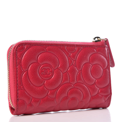 Chanel Caviar Camellia Embossed Key Holder Case Fuchsia 3 of 7
