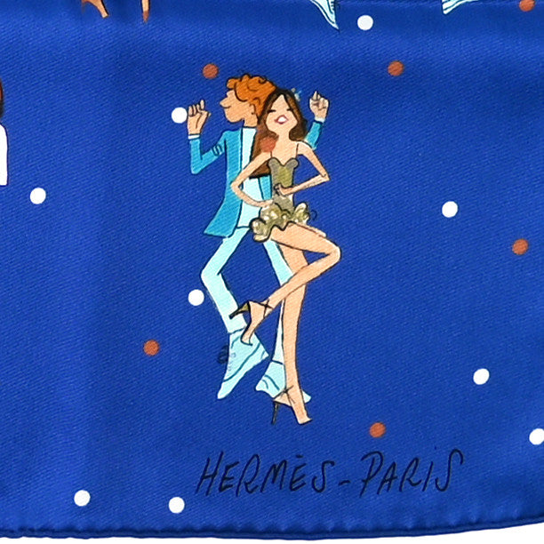 Hermes Silk Ex-Libris les Parisiennes Scarf 70 Bleu Royal Rouge Ciel 3 of 6