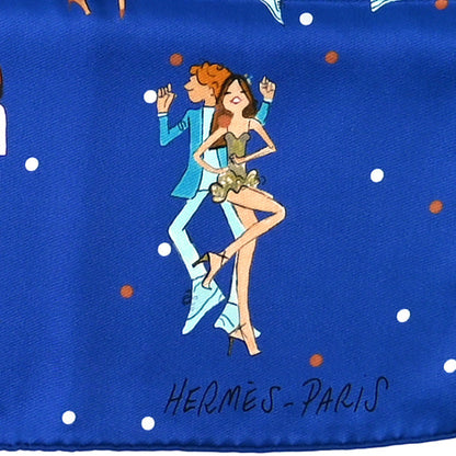 Hermes Silk Ex-Libris les Parisiennes Scarf 70 Bleu Royal Rouge Ciel 3 of 6