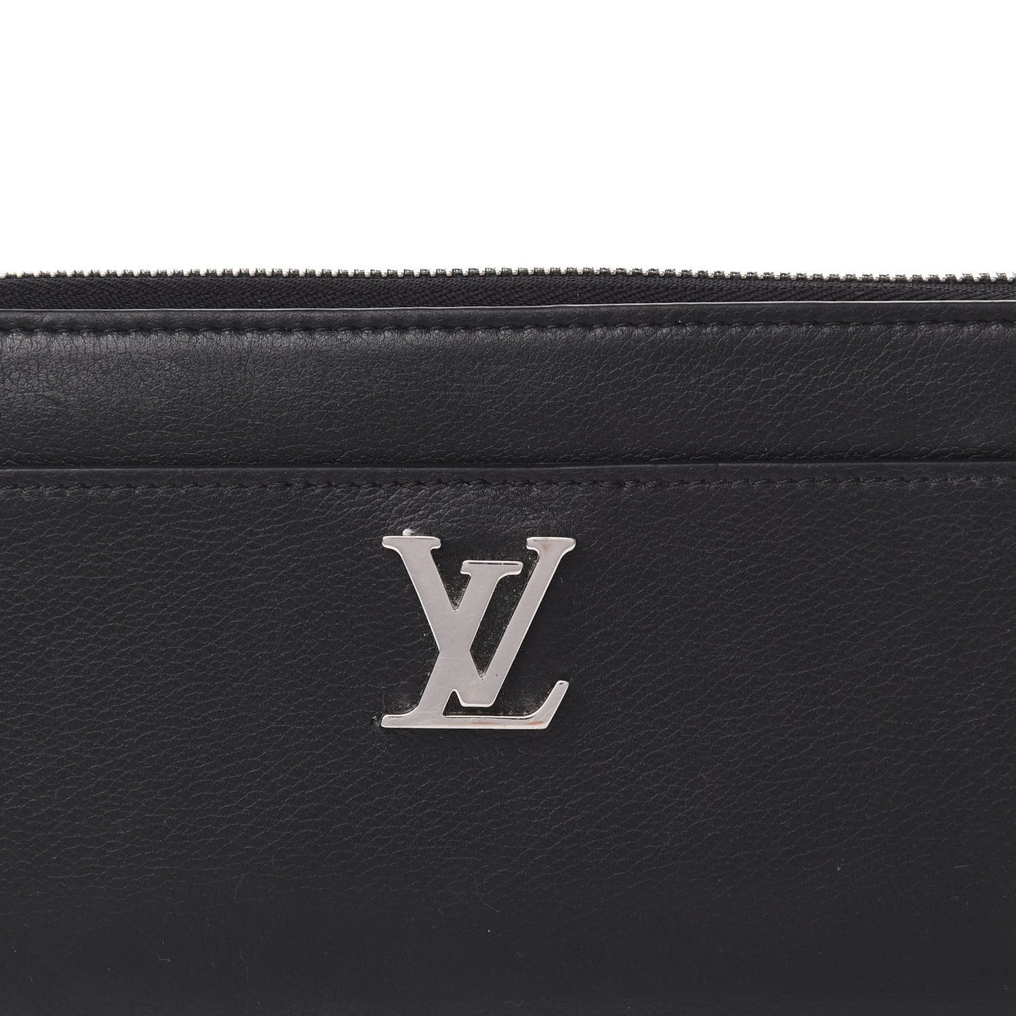 Calfskin Zippy Lockme Wallet Black