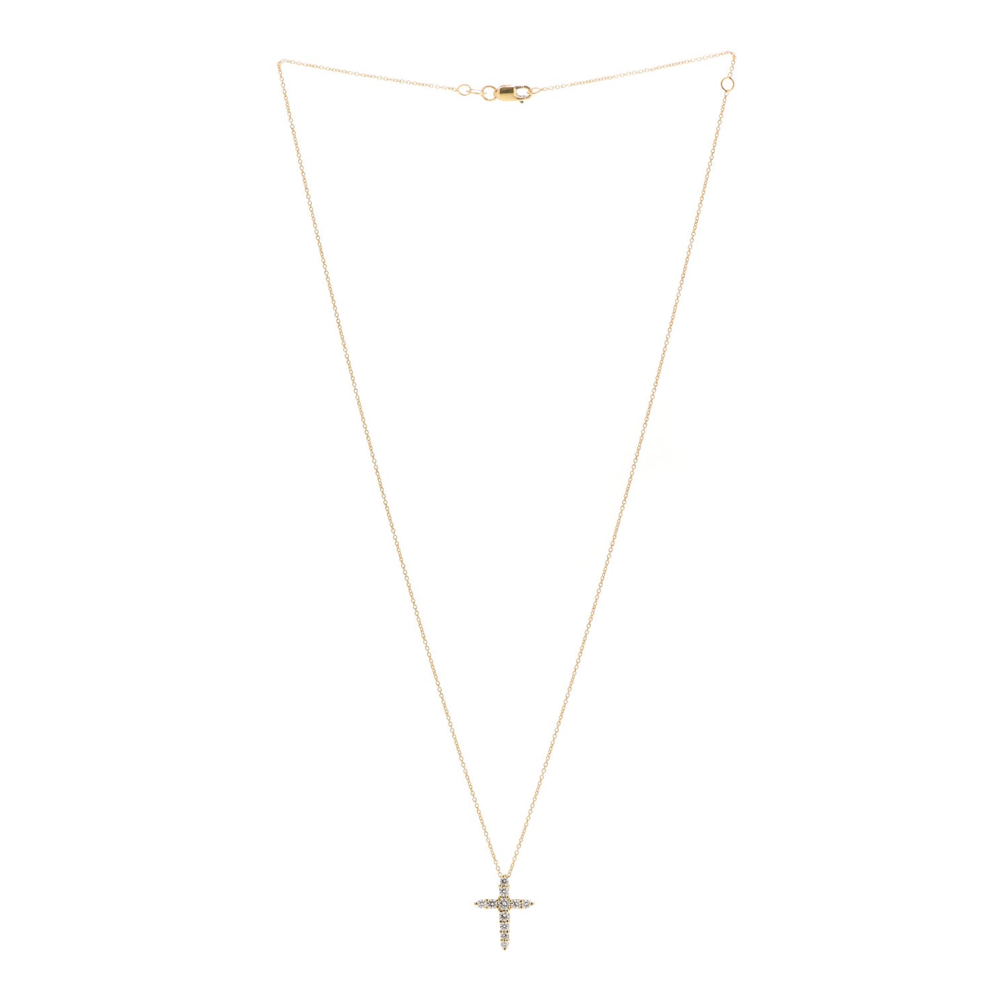 18K Yellow Gold Diamond .39ctw Cross Pendant Necklace