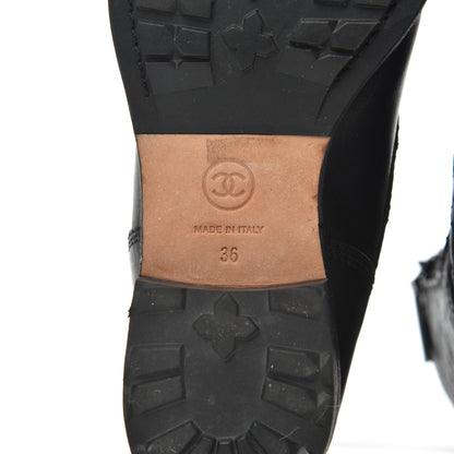 Chanel Calfskin Quilted Cap Toe Combat Boots 36 Black 7 of 17