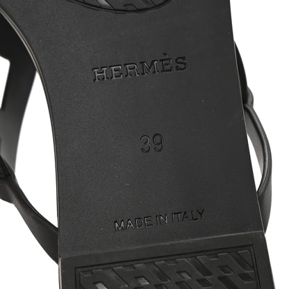 Hermes Rubber Womens Egerie Sandals 39 Black 7 of 10