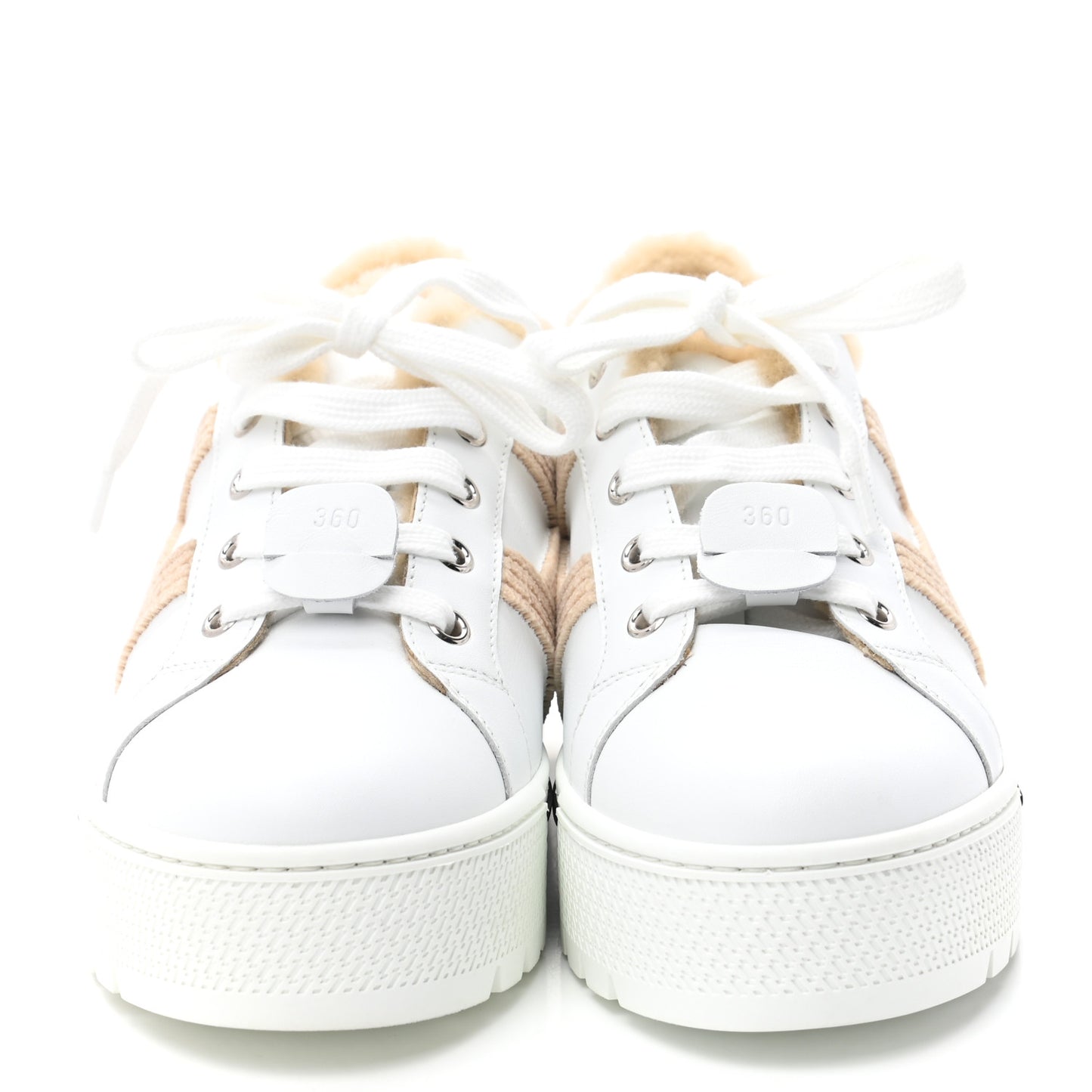 Calfskin Wool Dare Sneakers 36 White Ecru