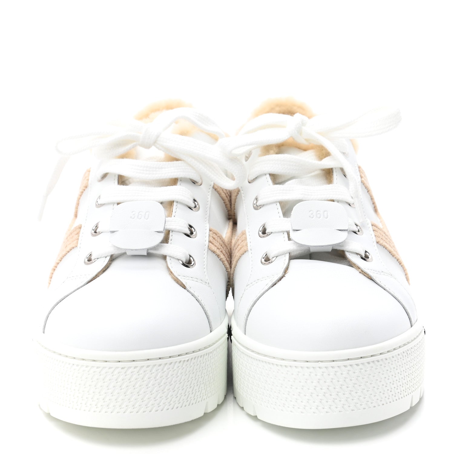 Hermes Calfskin Wool Dare Sneakers 36 White Ecru 2 of 7