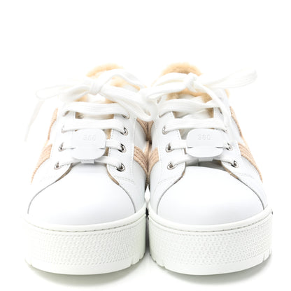 Hermes Calfskin Wool Dare Sneakers 36 White Ecru 2 of 7