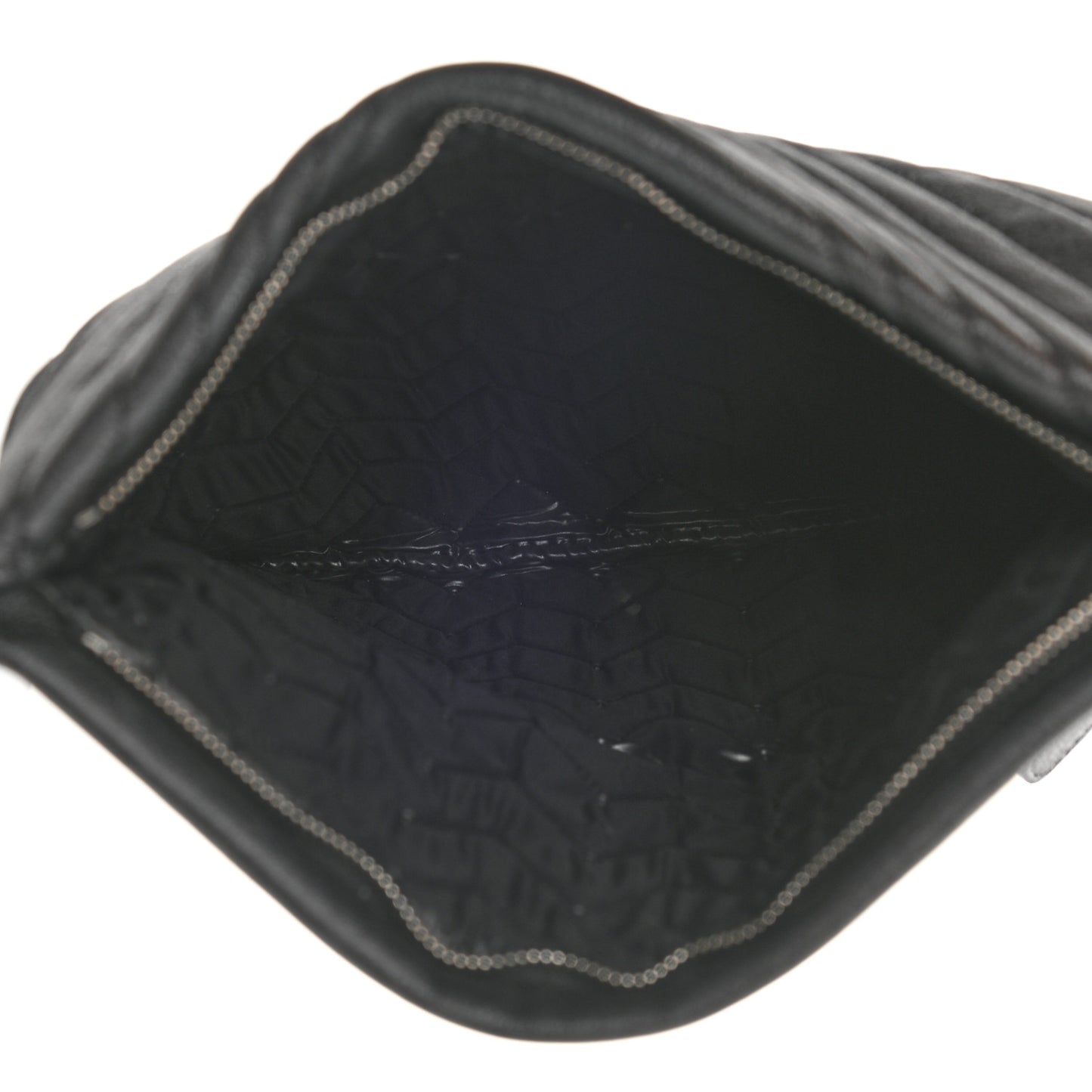 Calfskin Chevron CC Beauty Clutch Black