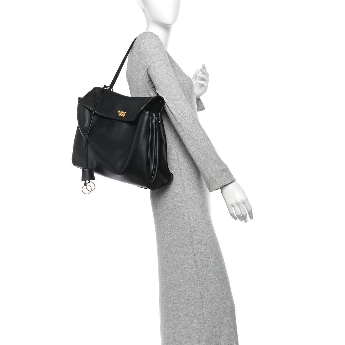Balenciaga Smooth Calfskin Large Rodeo Top Handle Handbag Black 2 of 9