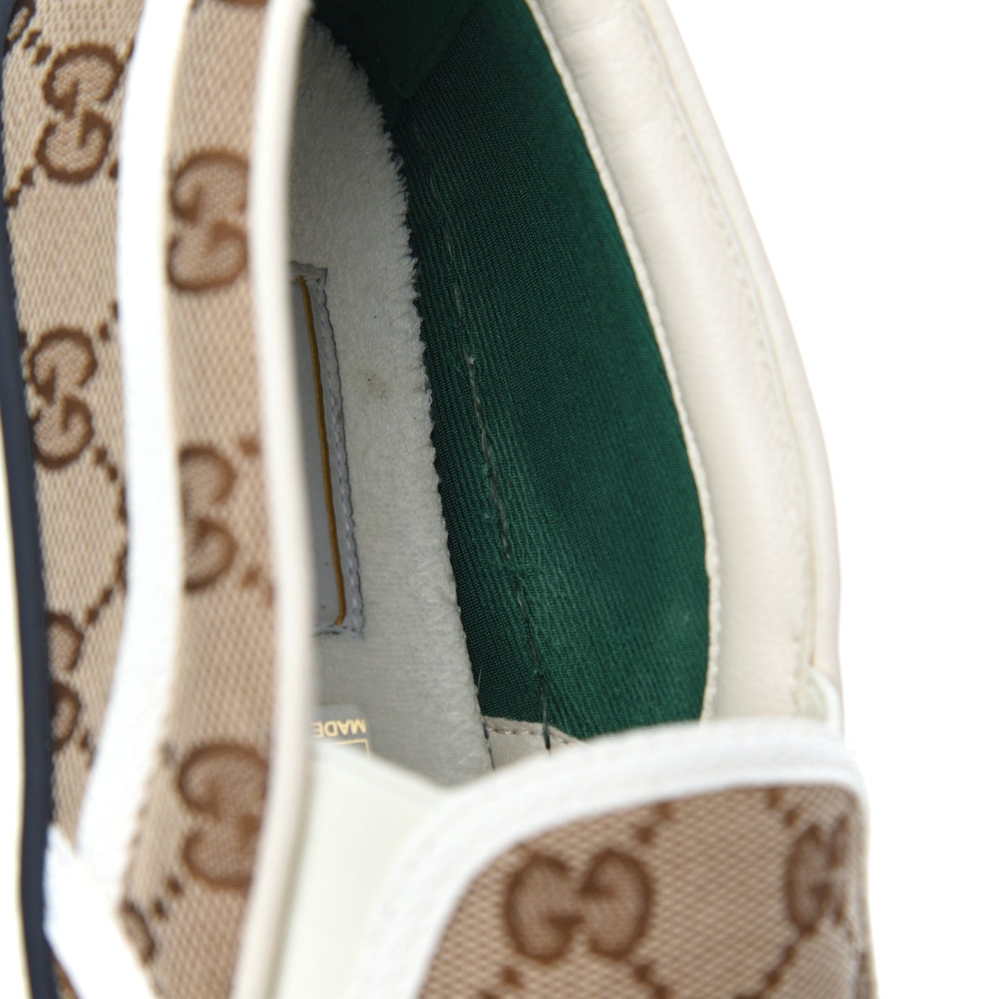 GG Monogram Womens 1977 Tennis Slip On 30mm Sneakers 38 Beige Ebony Mystic White