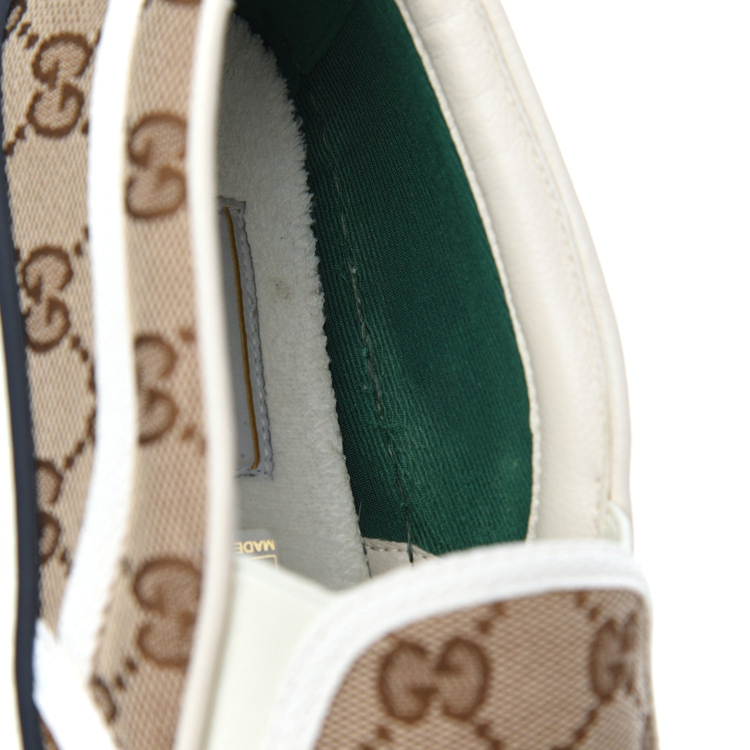 Gucci GG Monogram Womens 1977 Tennis Slip On 30mm Sneakers 38 Beige Ebony Mystic White 10 of 17