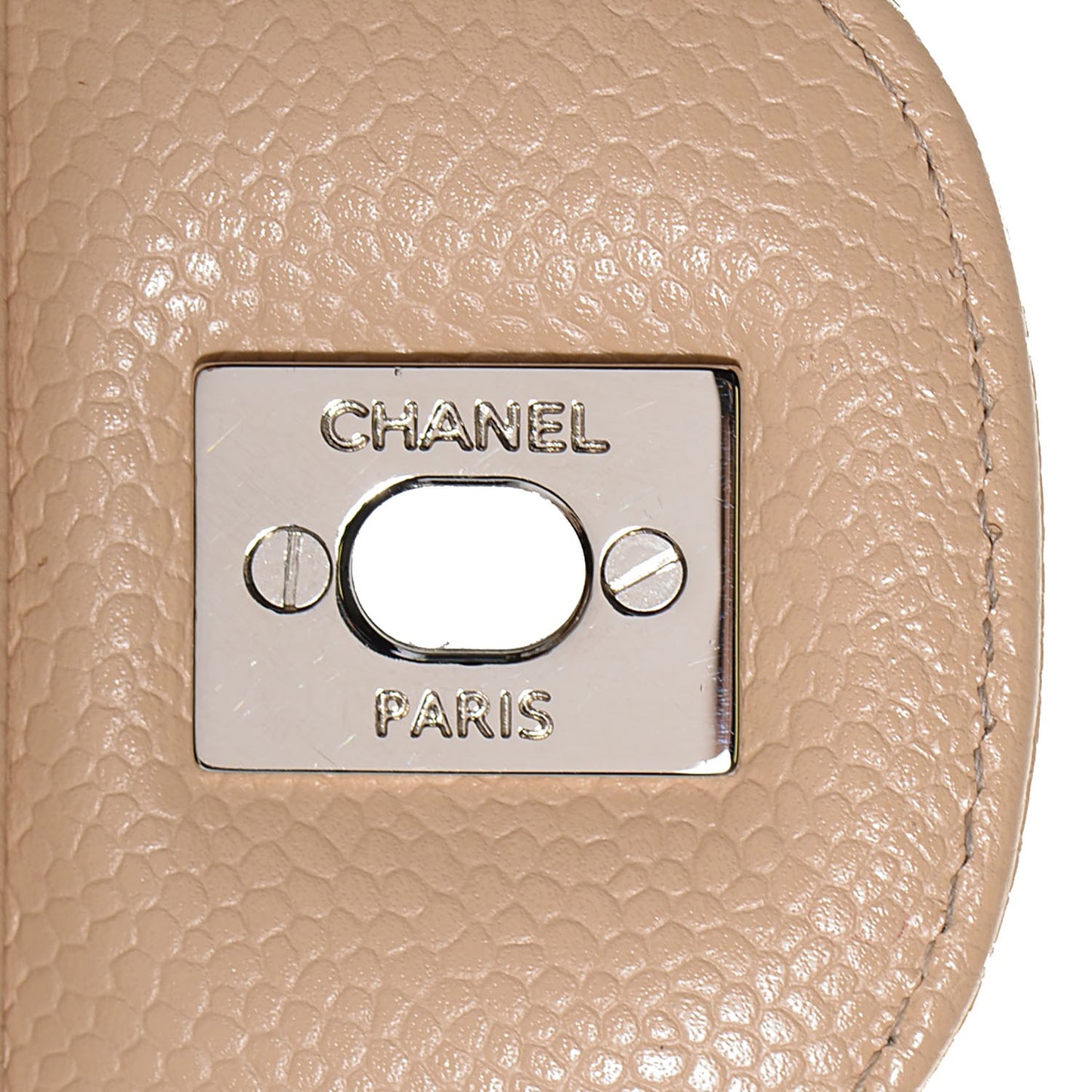 Caviar Quilted Jumbo Double Flap Beige