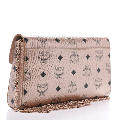 MCM Metallic Visetos Millie Wallet On Chain Champagne Gold 3 of 9