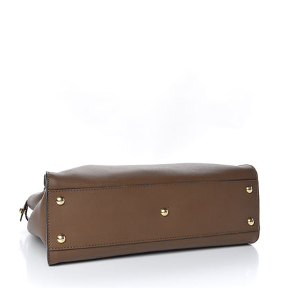 Fendi Vitello Seta Fabric Jacquard Pequin Medium Peekaboo Iconic Satchel Foresta Tobacco 4 of 14