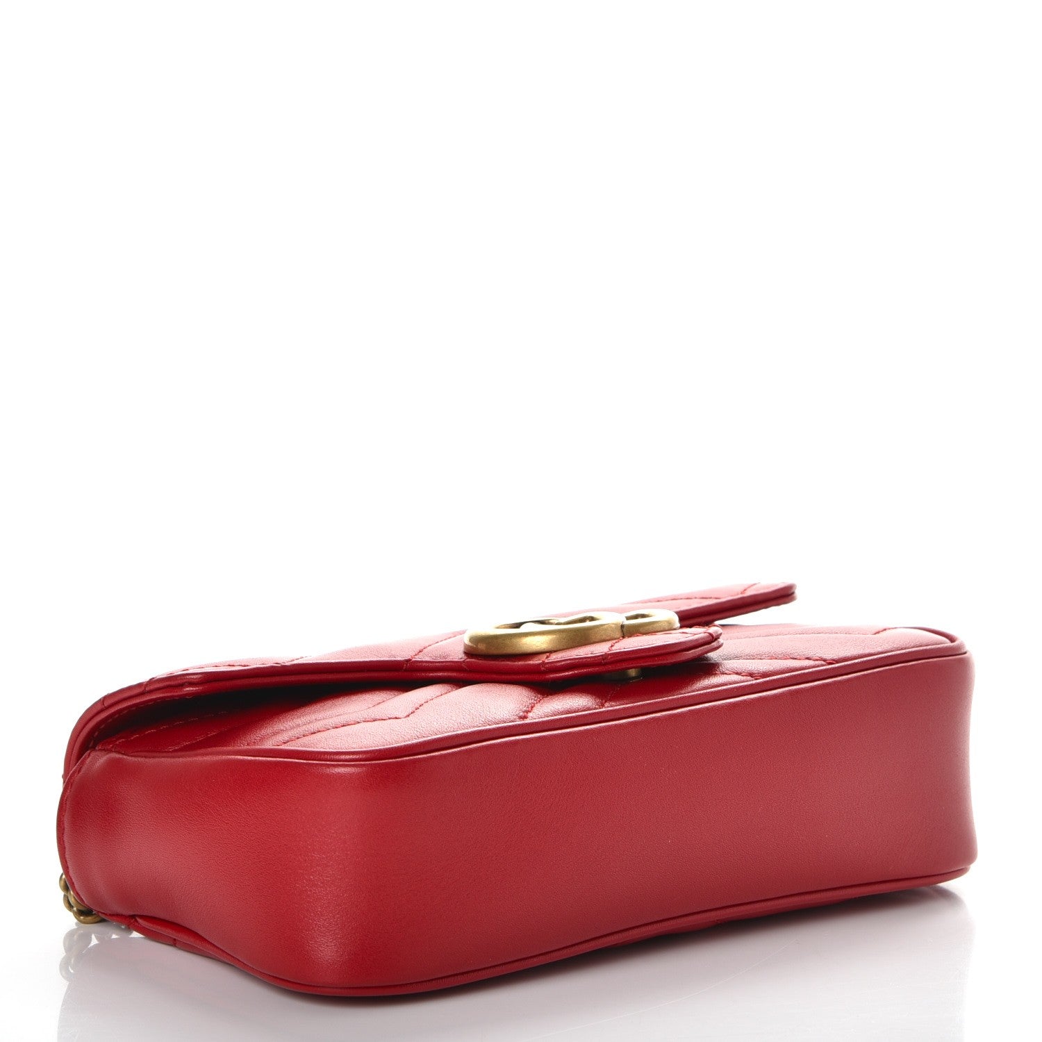 Gucci Calfskin Matelasse Super Mini GG Marmont Shoulder Bag Hibiscus Red 5 of 9