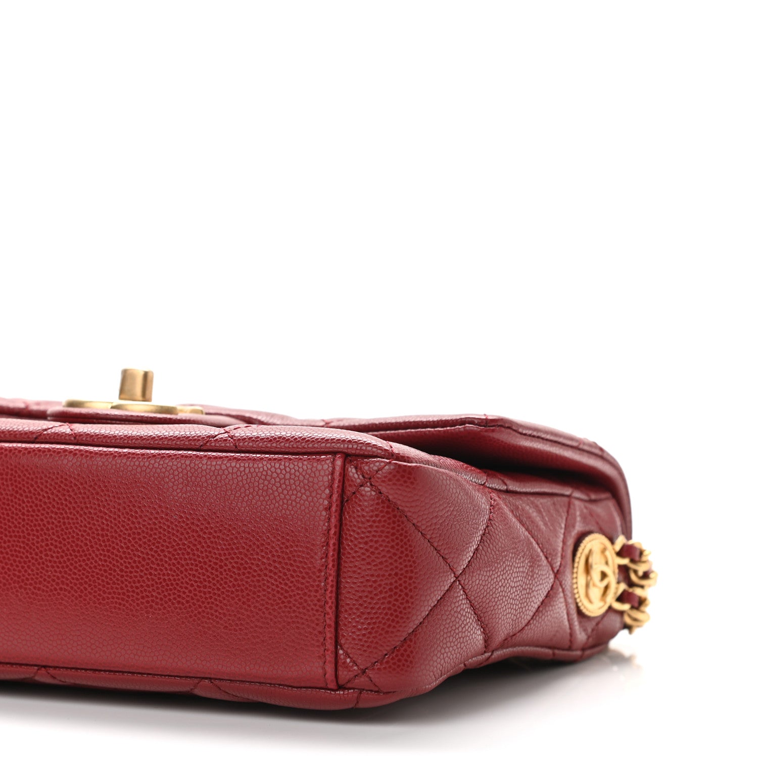 Chanel Caviar Quilted Small Twist Your Buttons Flap Burgundy 10 of 10