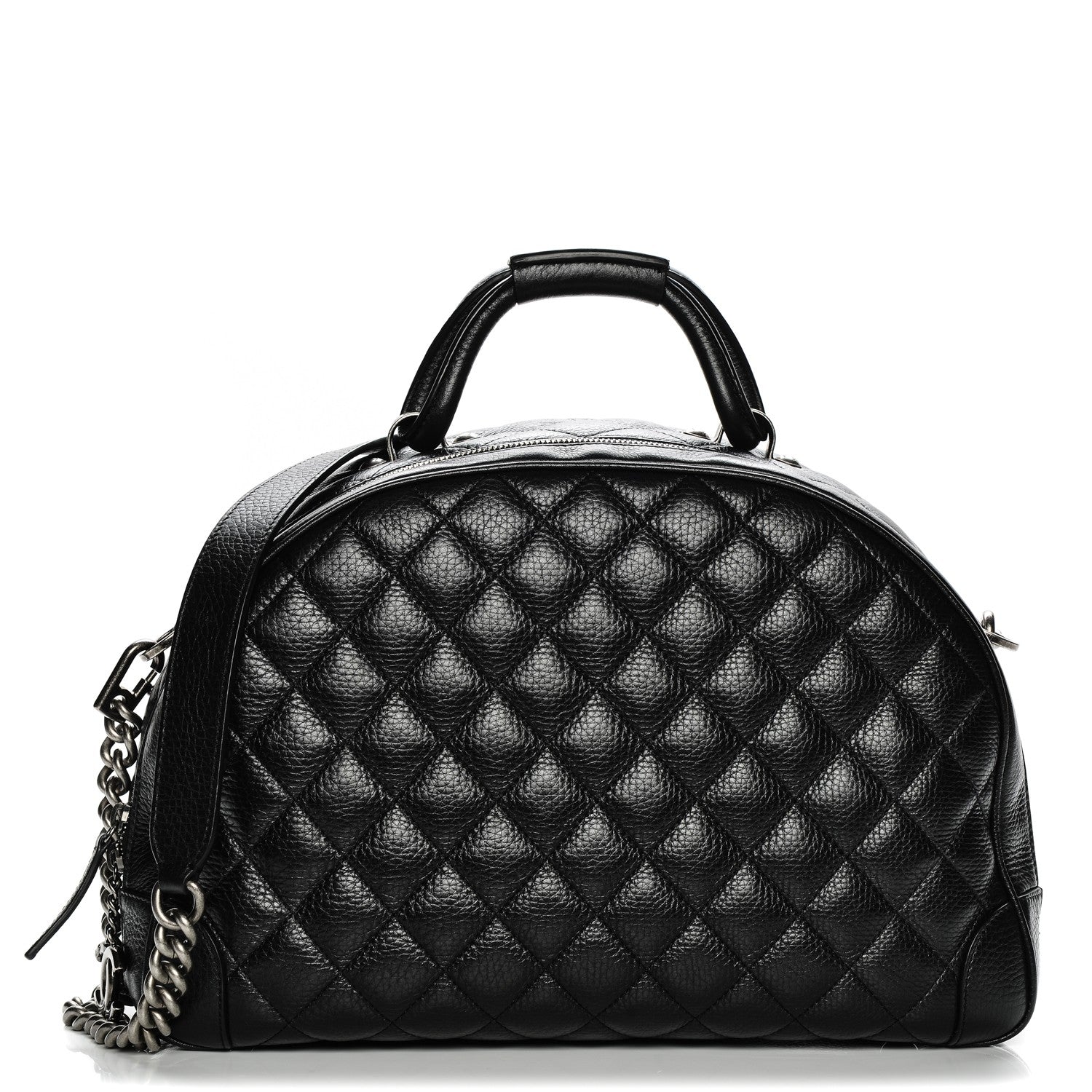 Chanel Calfskin Quilted Medium Airlines Round Trip Bowling Bag Black 1 of 5