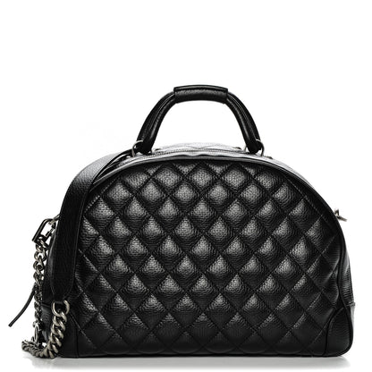 Chanel Calfskin Quilted Medium Airlines Round Trip Bowling Bag Black 1 of 5