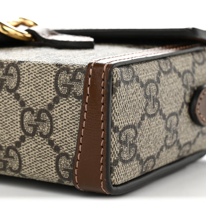 Gucci GG Supreme Monogram Mini Horsebit 1955 Shoulder Bag Beige Brown Sugar 10 of 11