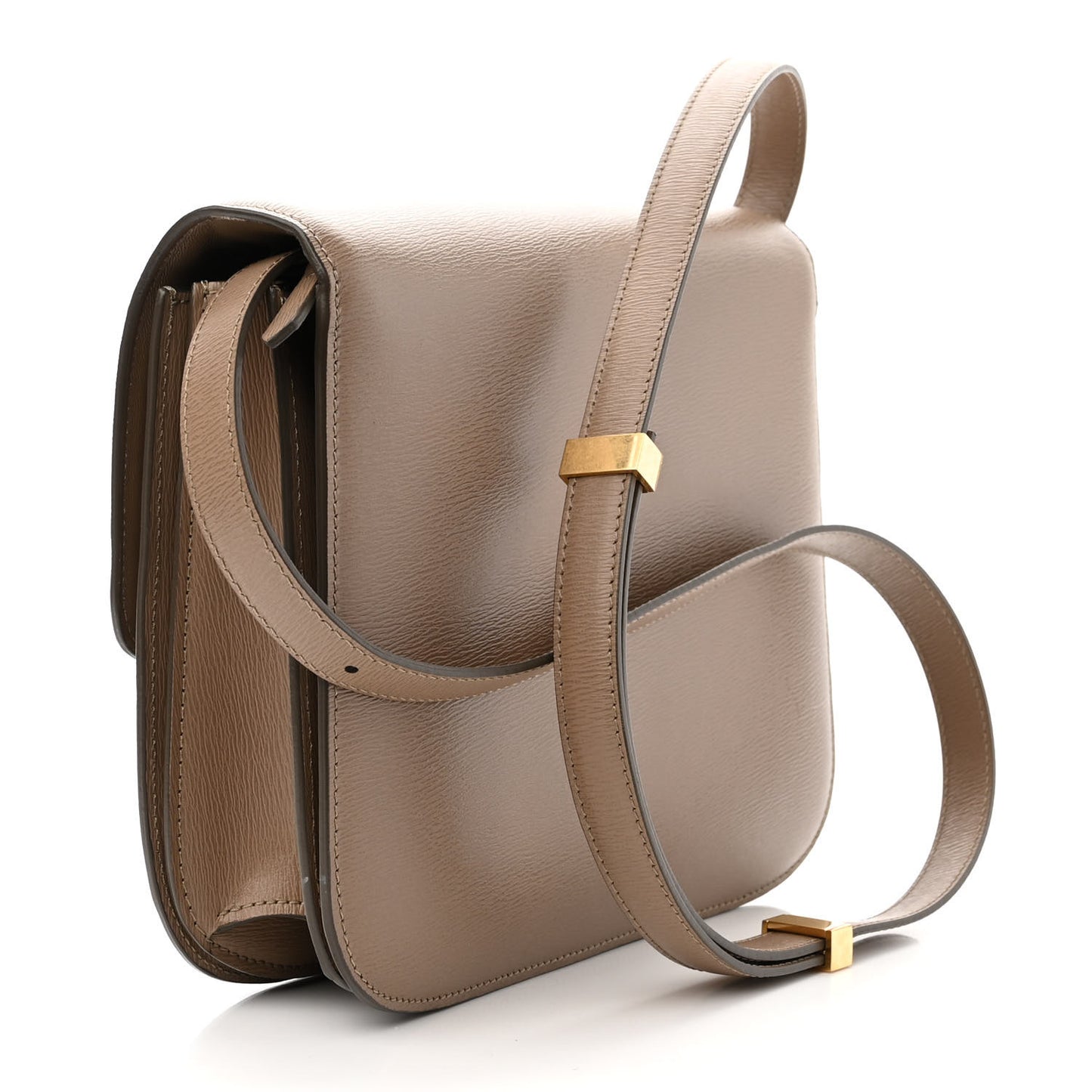 Liege Calfskin Medium Classic Box Flap Bag Taupe