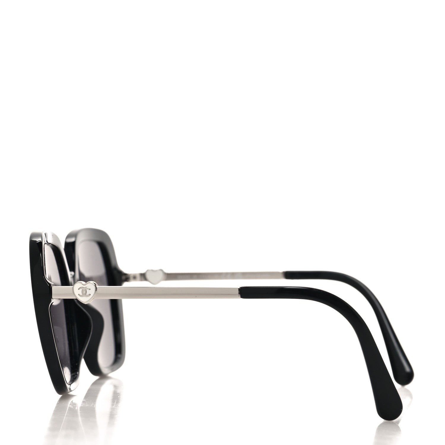 Chanel Acetate Polarized Square CC Heart Sunglasses 5521 Black White 3 of 8