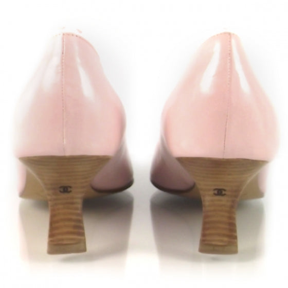 Chanel Leather Rose Pink Heels Size 37.5 5 of 7
