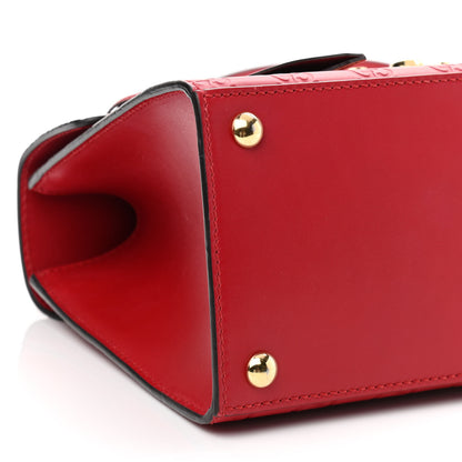 Gucci Guccissima Signature Small Padlock Top Handle Bag Hibiscus Red 9 of 13