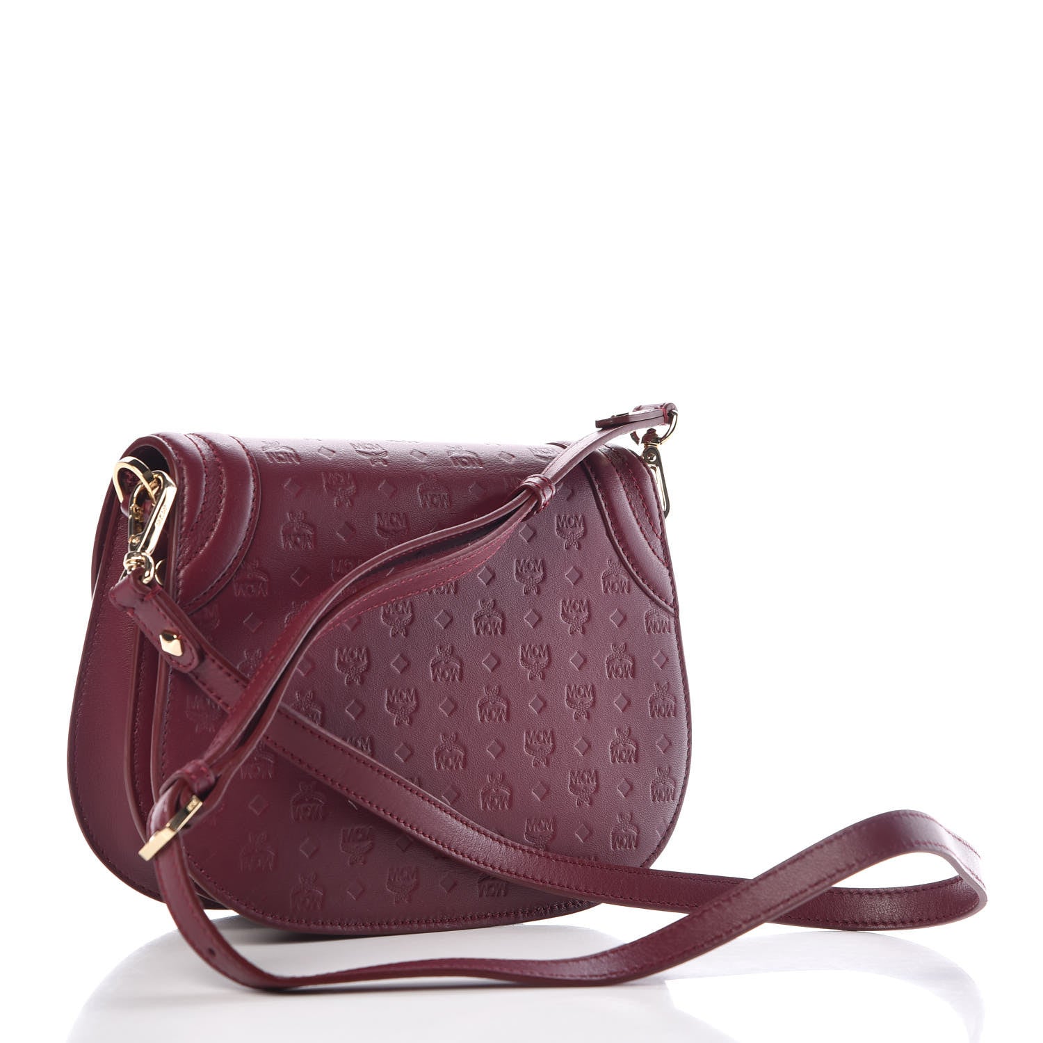 MCM Calfskin Monogram Trisha Shoulder Bag Very Plum 3 of 9