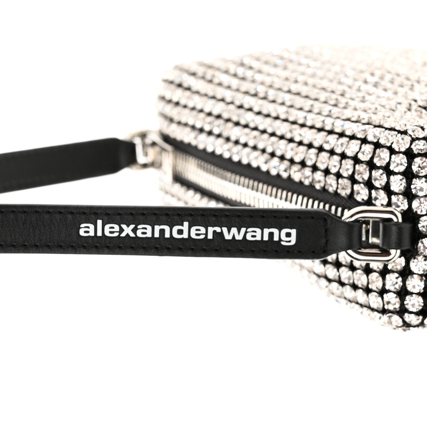 Mesh Crystal Rhinestone Mini Heiress Pouch Black Silver