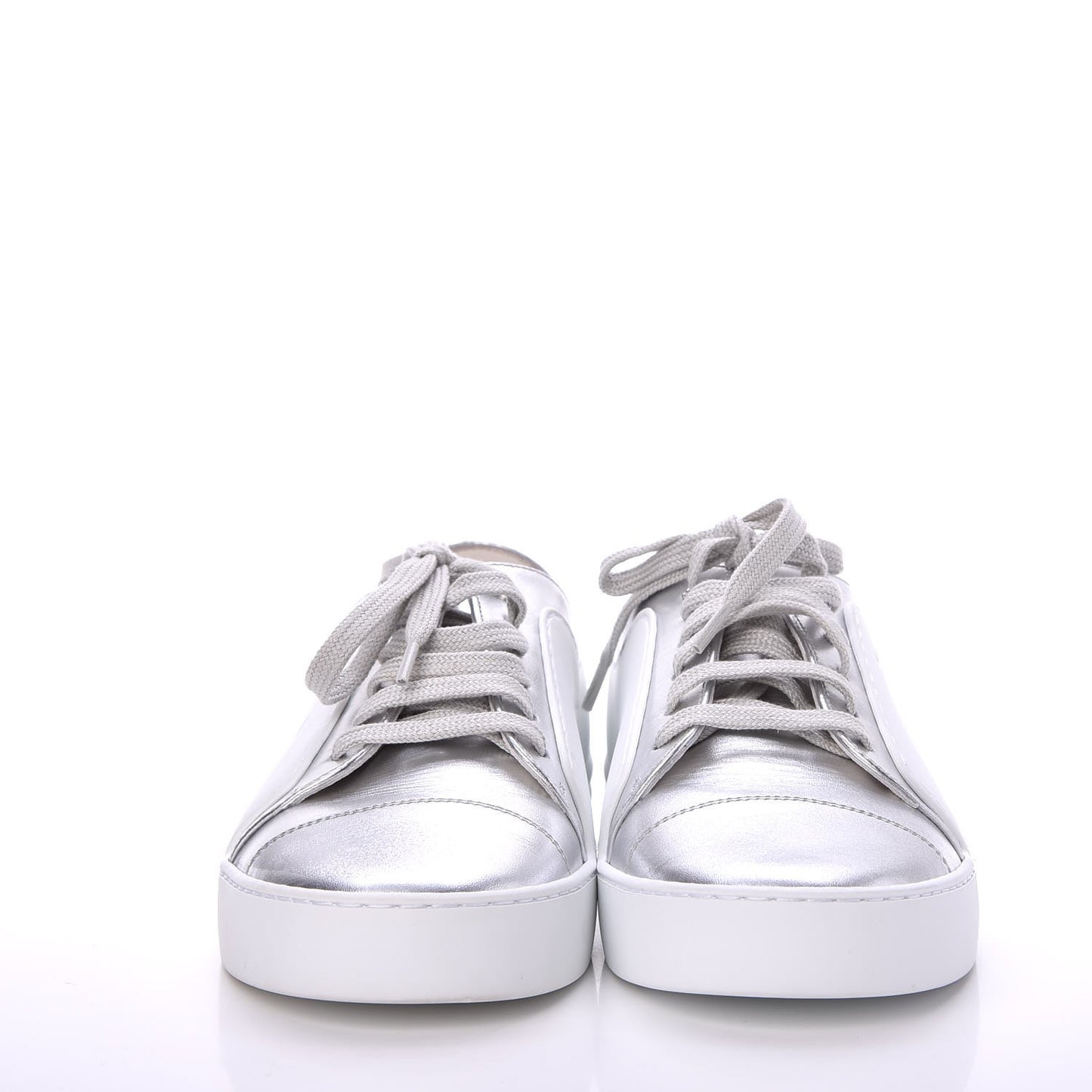 Iridescent Calfskin Sneakers 38.5 White Silver