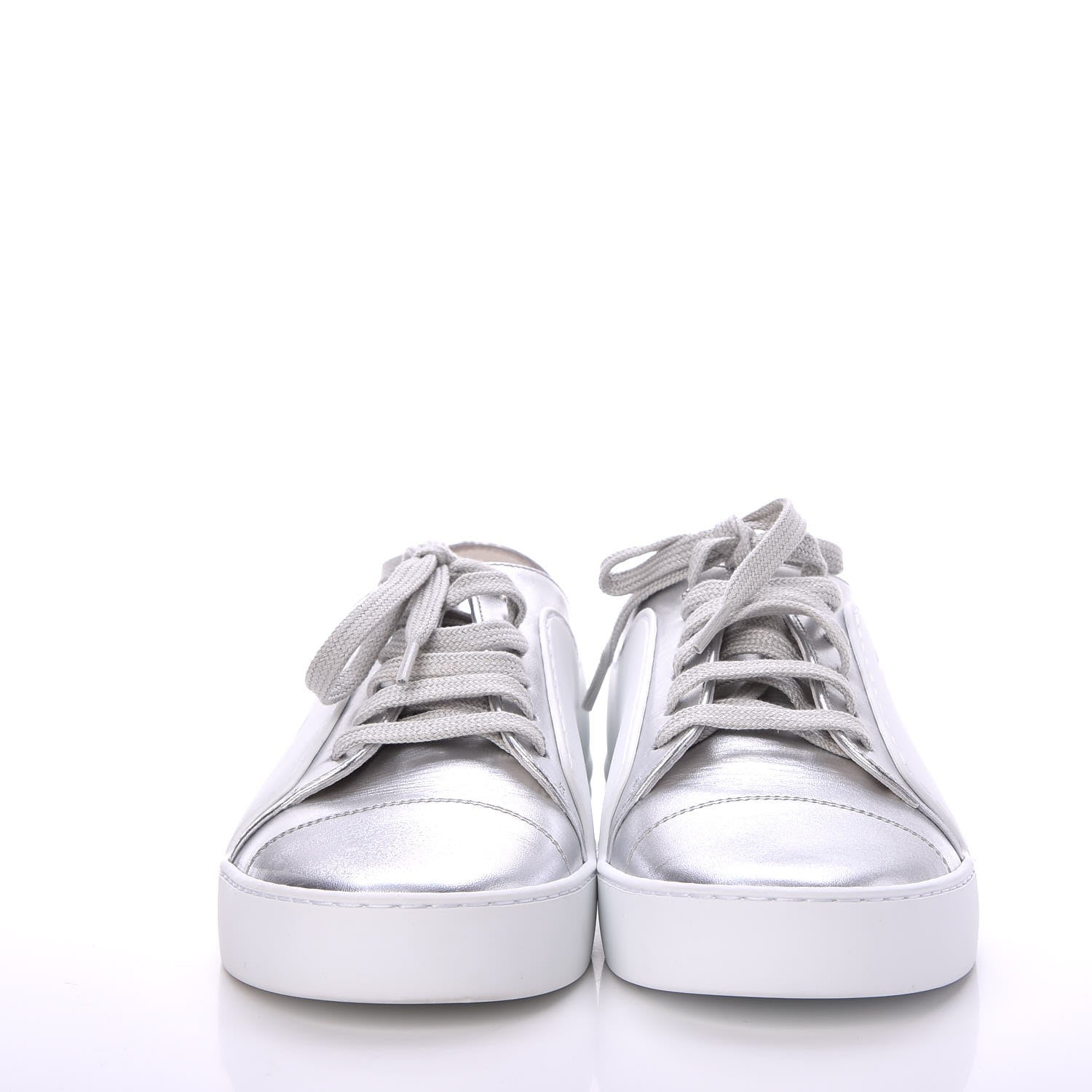 Chanel Iridescent Calfskin Sneakers 38.5 White Silver 2 of 10