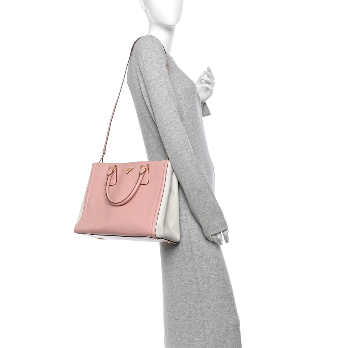 Saffiano Lux Medium Bi-Color Tote Orchidea Talco