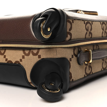 Gucci Monogram Jumbo GG Textured Dollar Calfskin Web Small Savoy Cabin Trolley Camel Ebony New Acero 9 of 10