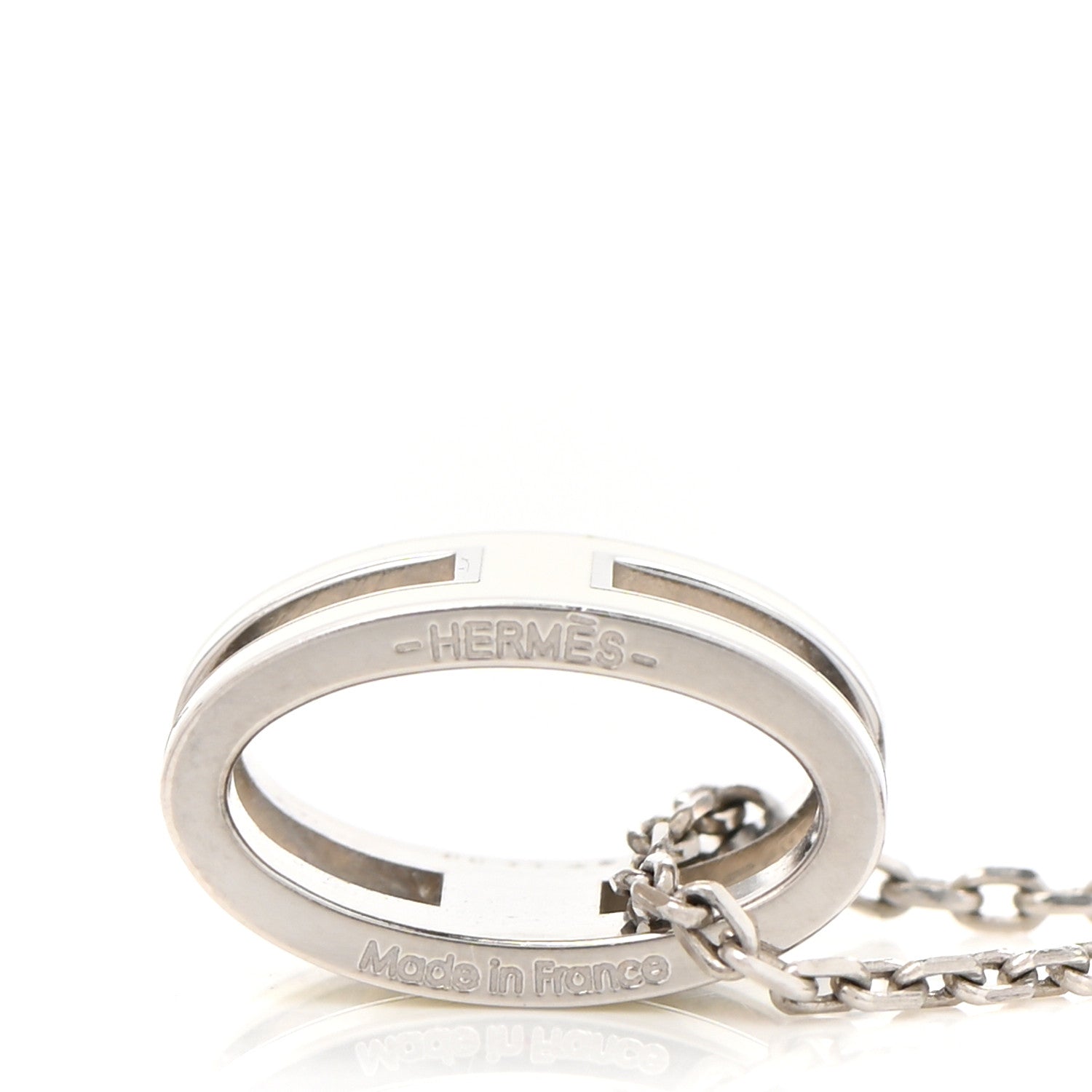 Hermes Lacquered Palladium Pop H Pendant Necklace White 6 of 6