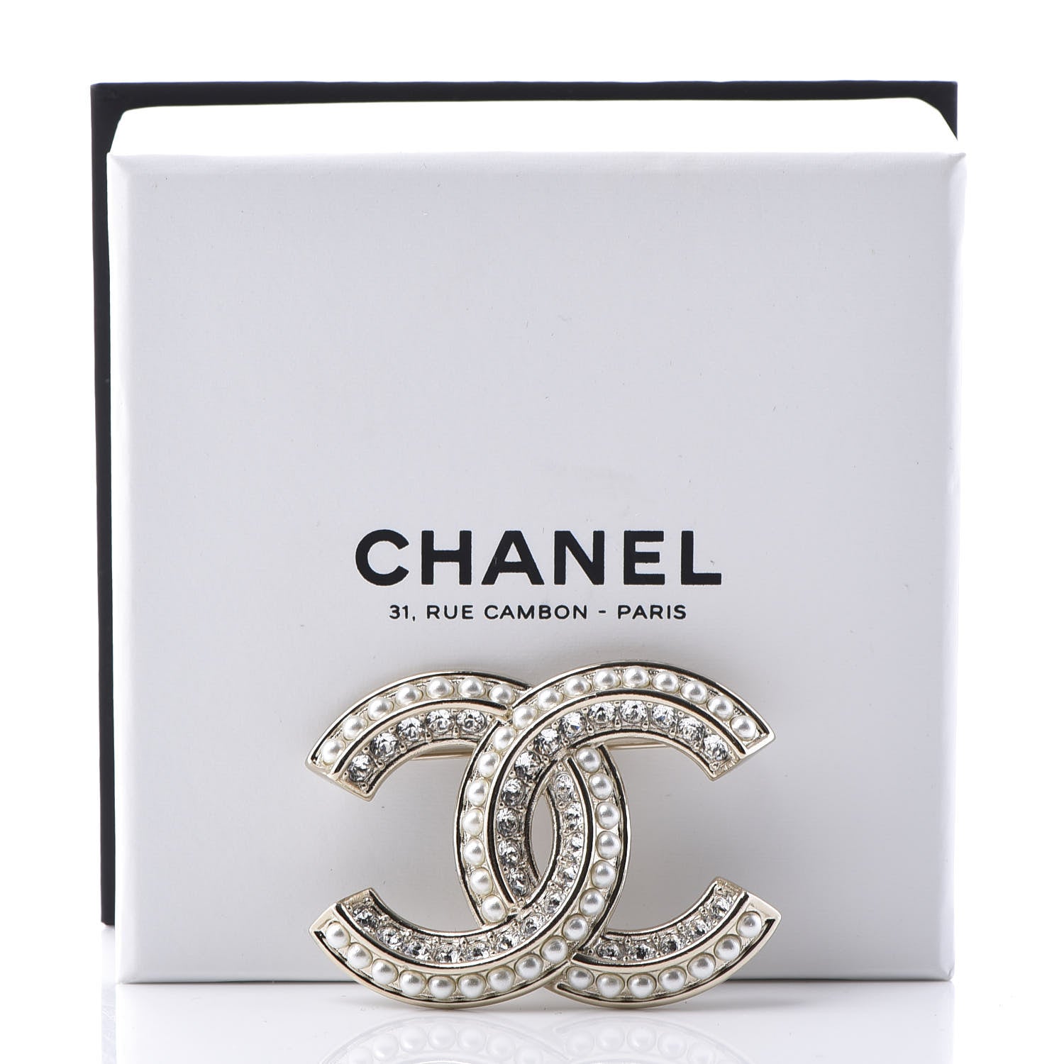 Chanel Crystal Pearl Chain Mania CC Earrings Gold 4 of 4