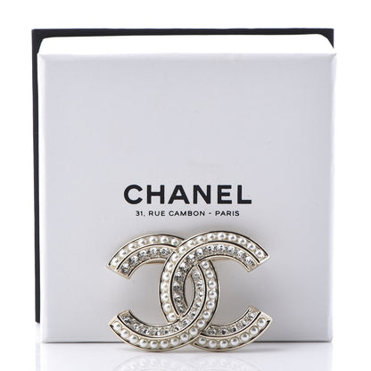 Chanel Crystal Pearl Chain Mania CC Earrings Gold 4 of 4
