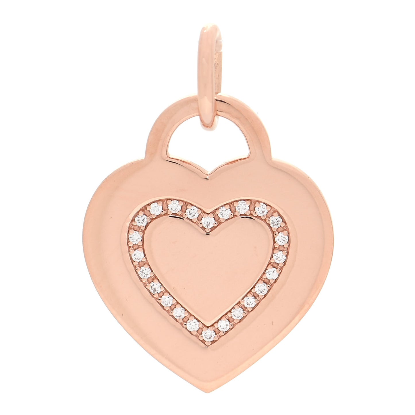 18K Rose Gold Diamond Tiffany Heart Tag Charm