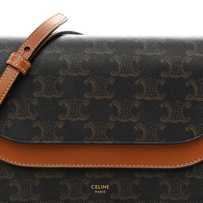 Celine Triomphe Canvas Lambskin Wallet On Strap Tan 10 of 12