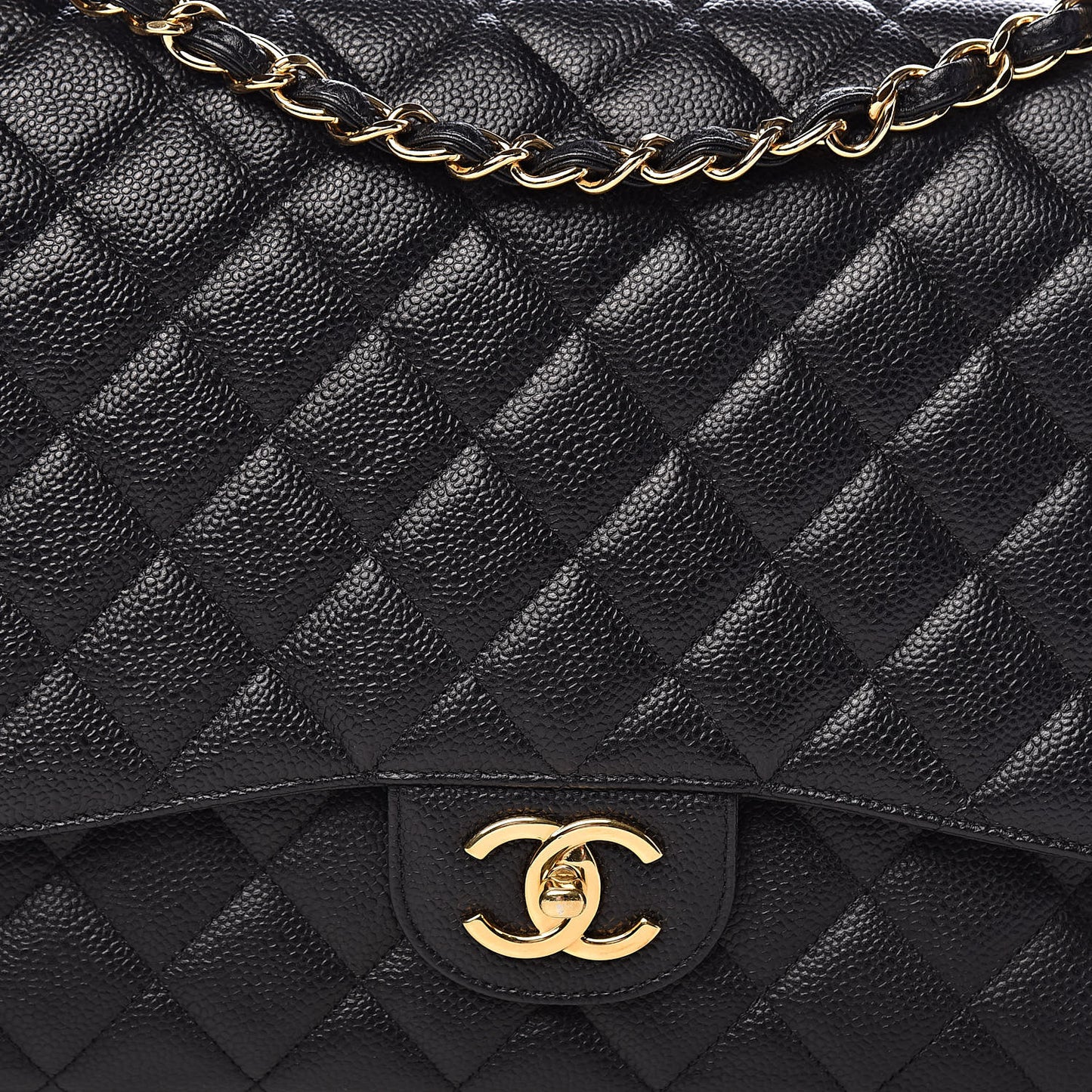 Caviar Quilted Maxi Double Flap Black