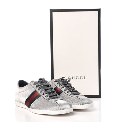 Gucci Glitter Fabric Studded Web Mens Sneakers 9 Silver 12 of 12