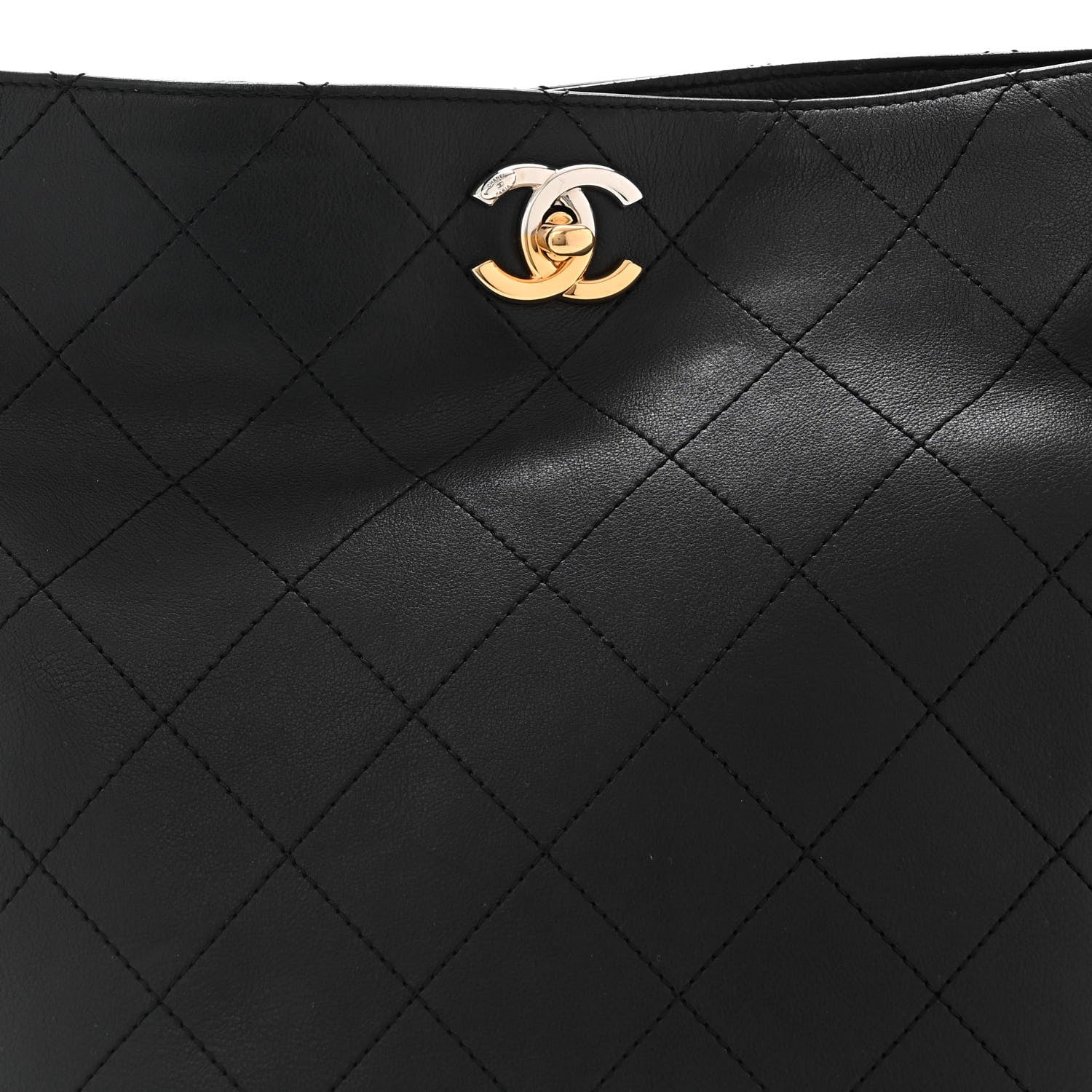 Chanel Calfskin Stitched Large Button Up Hobo Black 8 of 10