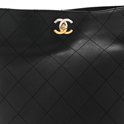 Chanel Calfskin Stitched Large Button Up Hobo Black 8 of 10