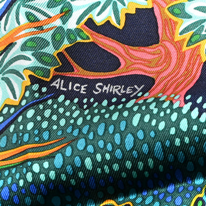 Hermes Silk Mountain Zebra Scarf 90 Turquoise Orange 6 of 6