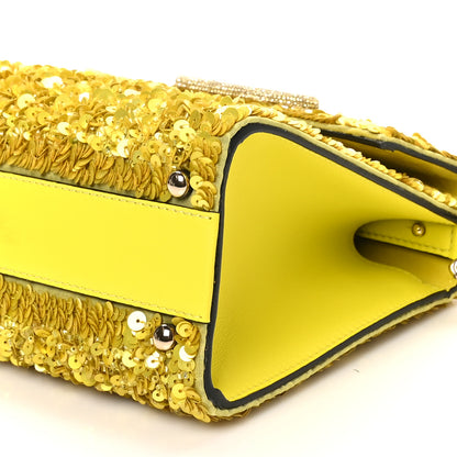Valentino Garavani Sequin Crystal Embroidered Mini Vsling Top Handle Bag Yellow 9 of 9