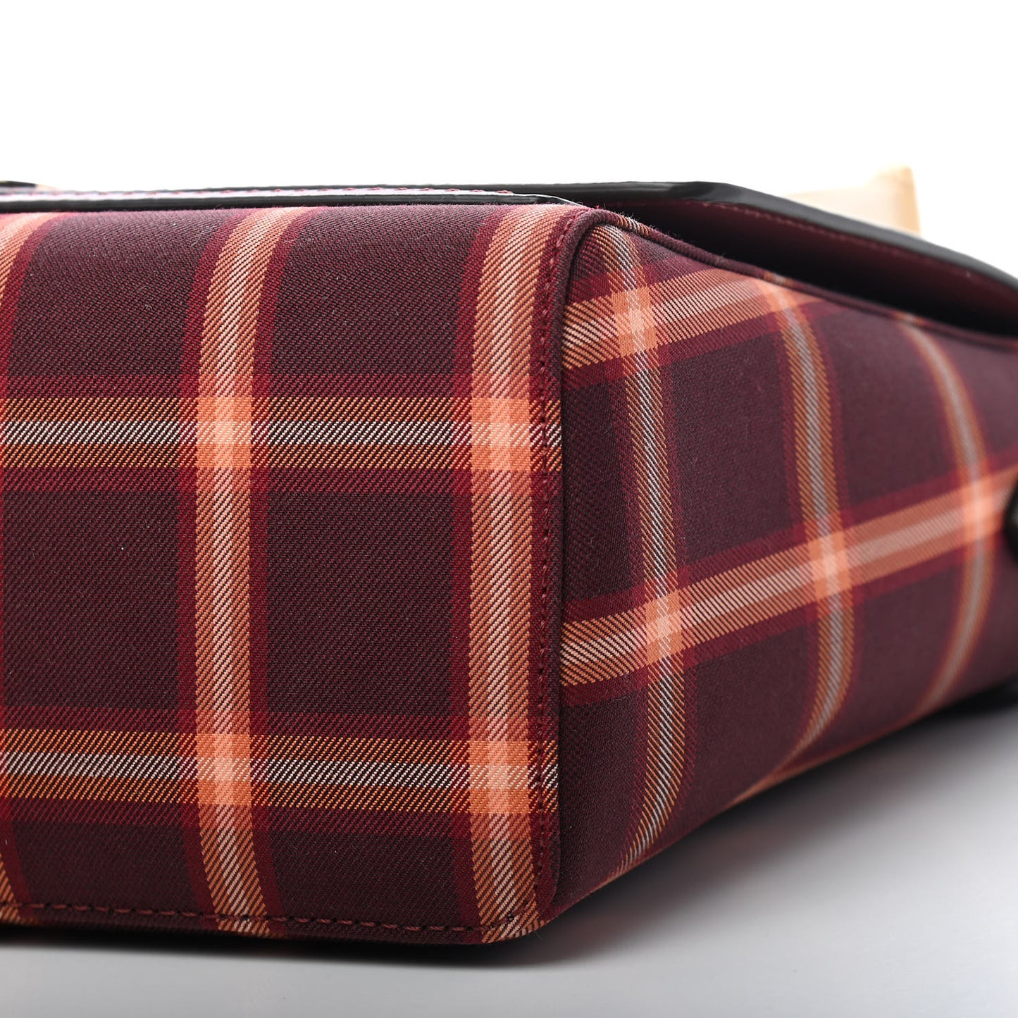 Calfskin Nylon Tartan Note Crossbody Bag Bright Red