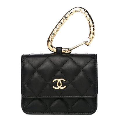 Chanel Lambskin Quilted CC Hook Card Holder Black 1 of 14